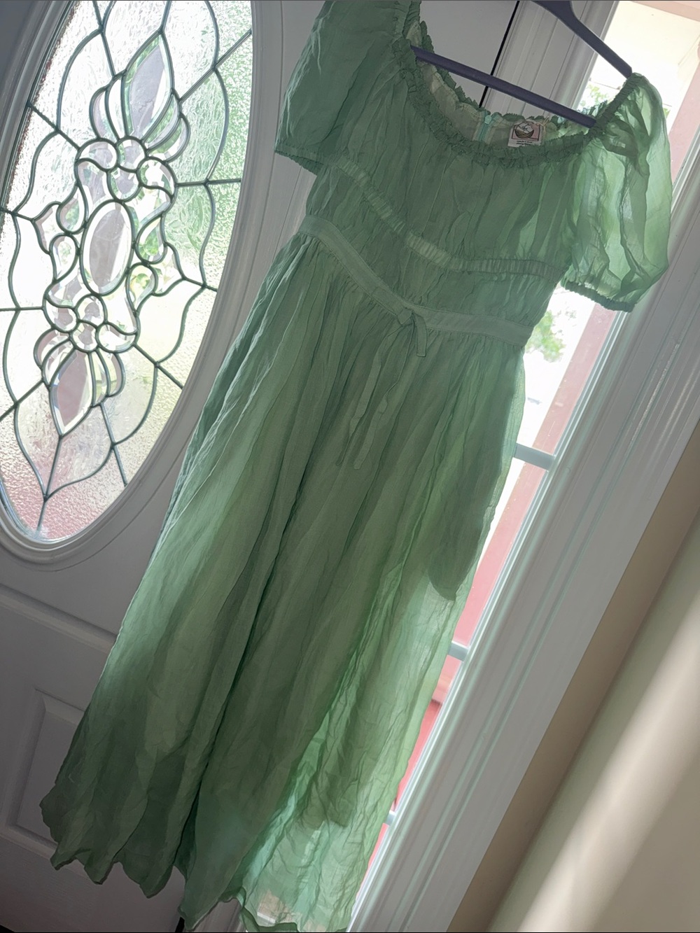 Soft Sage Maxi Dress with Puff Sleeves - Lightweight Women’s Summer Dress